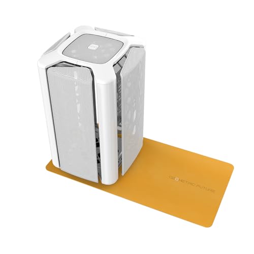Gabinete PC Geometric Future Mini Tower THE ARK Blanco, compatible con Micro-ATX e ITX, con rejilla frontal y bandeja de placa base ajustable miniatura 6