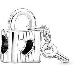 Pulseras Para Parejas Candado Y Llave PANDORA Charm 790095C01 Candádo Llave de Corazón