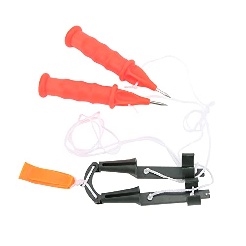 ZJchao Pelocas de Hielo de Pesca, Acero Inoxidable de Plástico ABS con Silbato de Emergencia que Salva la vida. Poste de Seguridad para Pesca de Hielo para Pescar Al Aire (cuerda blanca)