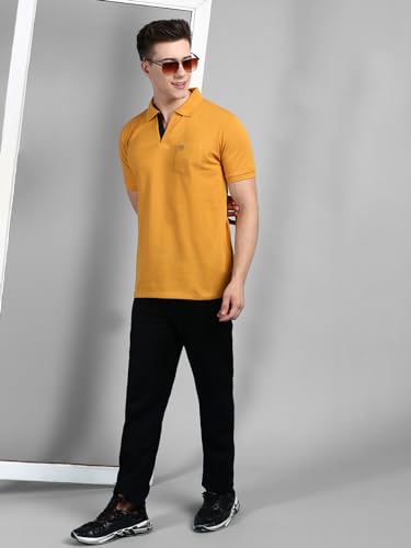 Image of Lux Cozi Men Cotton Regular Fit Polo Neck Half Sleeve Solid Casual T-Shirt with Chest Pocket | Pack of 2 |