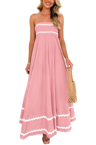 Image of PRETTYGARDEN Women's 2026 Summer Flowy Maxi Dress Casual Sleeveless Spaghetti Strap Ruffle Beach Long Dresses