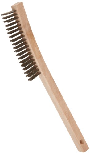 Image of Weiler 44054 Hand Wire Scratch Brush, .012 Stainless Steel Fill, Curved Handle, 3 X 19 Rows