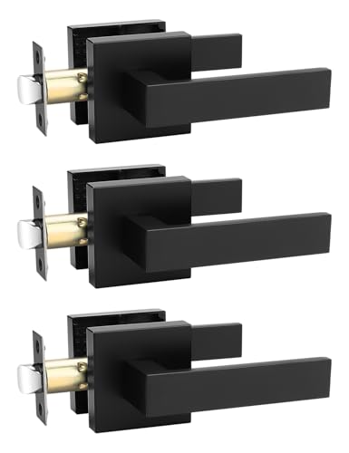 Tinewa Black Interior Passage Door Handles 3 Pack for Closet, No Lock