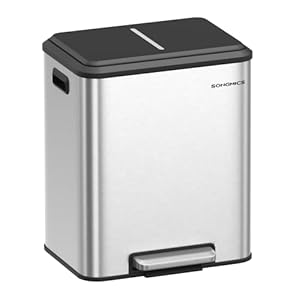 SONGMICS Mülltrennsystem 2 x 15 L Edelstahl