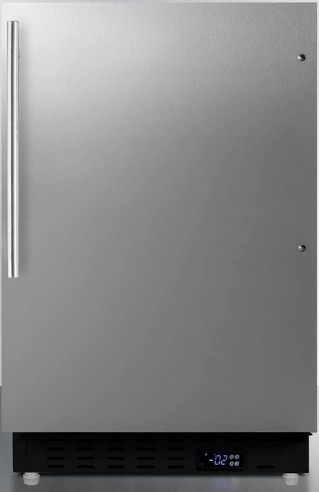 Summit Appliance ALFZ37BCSSHV Built-in Undercounter ADA Compliant Residential All-Freezer with Stainless Steel Cabinet, Vertical Handle, Door Storage, Adjustable Thermostat and Manual Defrost
