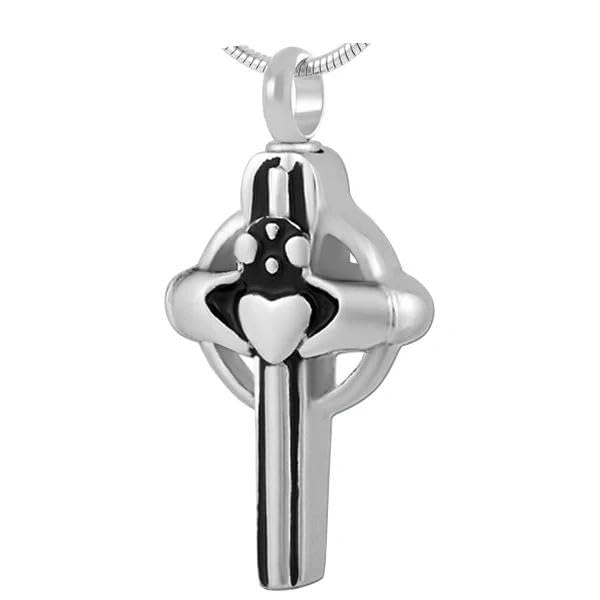 Pendentif bijoux de crémation croix déesse amour en acier inoxydable noir, finition haut de gamme