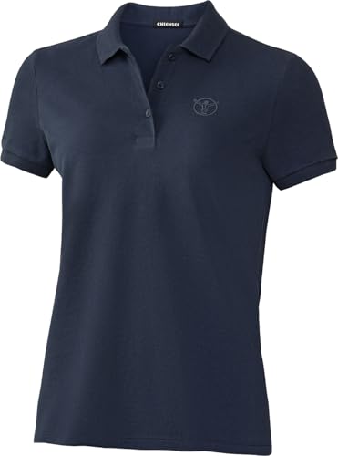 Chiemsee Poloshirt Damen, Tshirt Damen aus 100% Baumwolle, atmungsaktives Kurzarm Shirt mit klassischem Polokragen, Marine, Gr. L
