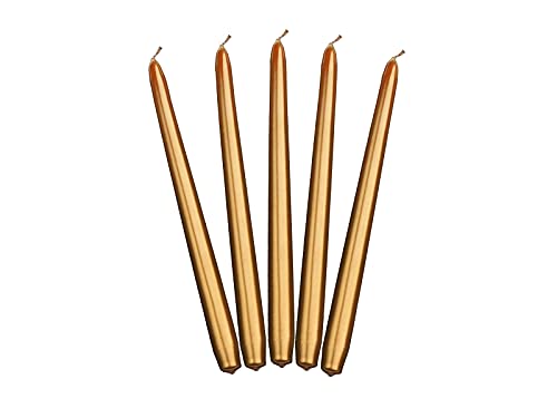 PartyDeco Leuchterkerzen spitz zulaufende Kerze Gold Set Tischdekoration Lange Kerze für Hochzeiten Geburtstag Feiern Weihnachten Kerze Halter dekorative Kerze Cover