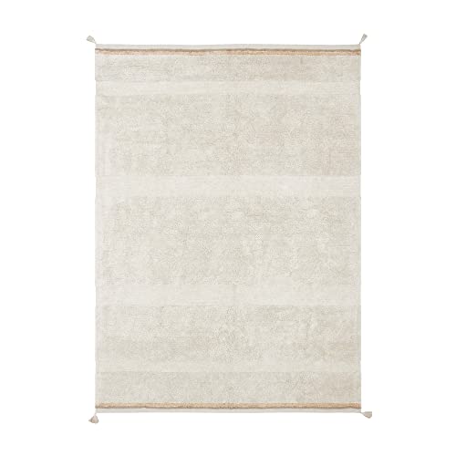 Lorena Canals | Bloom Washable Rug in Natural Color. for Bedrooms, Living Rooms, Entryways. Handmade in Cotton. Size: 6' 7" x 9' 10"