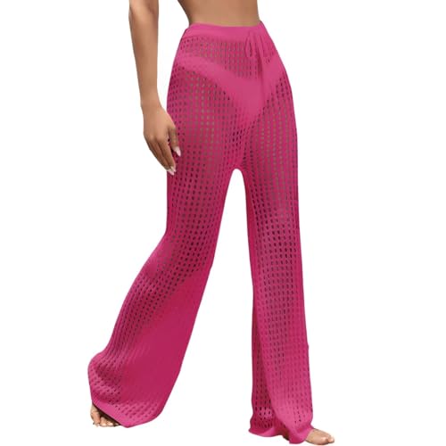 Calça Feminina Tricot Pantalona Saída de Praia Elegante Estilosa Cintura Ajustável Moda Verão Confor