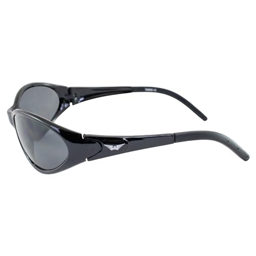 Global Vision Jaguar Motorcycle Safety Sunglasses Gloss Matte Black Frame w/Smoke Lenses3