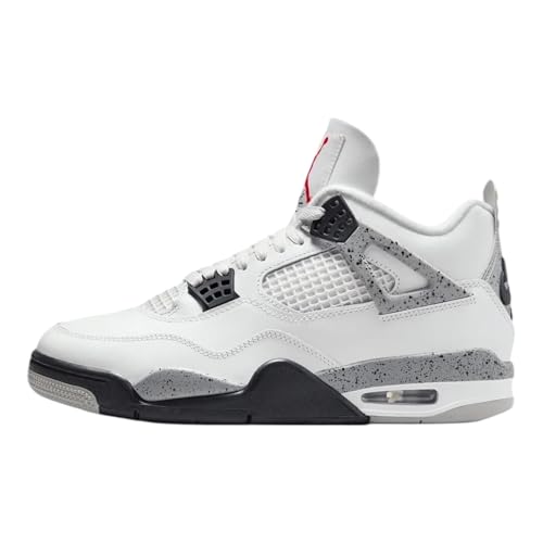 Nike Mens Air Jordan 4 Retro Basketball Shoe, SUMMIT WHITE/FIRE RED-CEMENT GREY-BLACK, 7.5 UK (8.5 US)