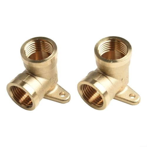 2 adaptadores de acoplamiento de codo de latón de 1/2 pulgada de 90 grados, enchufe de pared para fontanería
