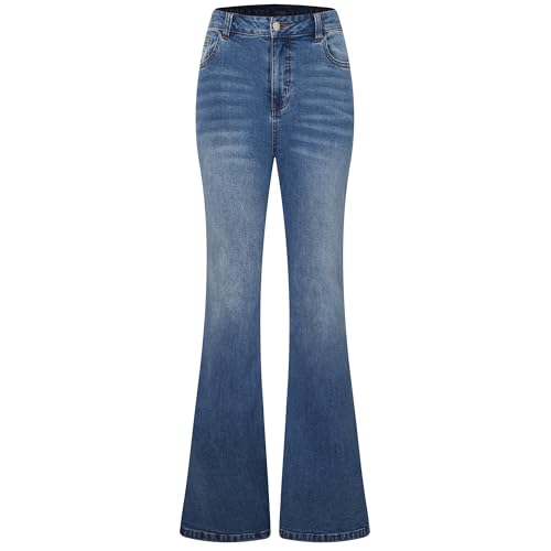 Women's Stretch Bootcut Denim Pant Flare Jean Slim Fit Casual Jean with Belt