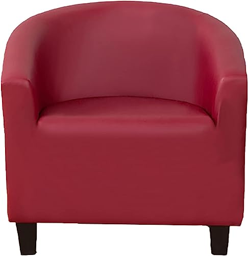 HJYXXSR Funda Impermeable para sillón de bañera (1 Pieza), de Piel sintética, elástica, Suave, con Base elástica, para sofá Redondo, Protector de Muebles para cafetería (Color: Burdeos)