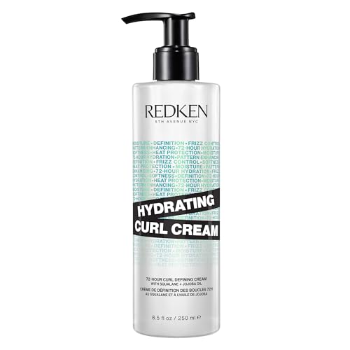 Redken Pflegende Cream für bis zu 72 Stunden definierte und mit Feuchtigkeit versorgte Locken, Hitzeschutz bis 230°, Mit Squalan und Jojoba-Öl, Silikonfrei, Hydrating Curl Cream, 1 x 250 ml
