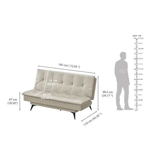 Image of Wakefit Flexia Sofa Cum Bed - Three Seater - Reflection Series White