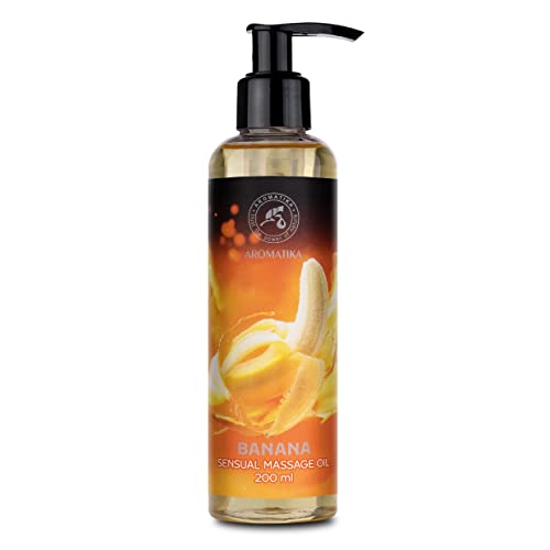 Aceite de Masaje Sensual de Plátano - Banana 200ml - con Aceite de Semilla de uva y Aceite de Almendras - Cosméticos Naturales - Aceite de Masaje - Aceite de Masaje y Relajación