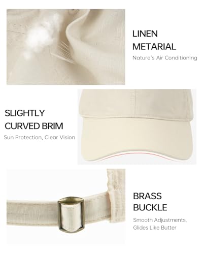 Image of Zylioo Oversize XXL Linen Baseball Cap,Extra Large Breathable Dad Hat,Soft Crown Golf Cap for Big Heads 23 inch-25.5 inch
