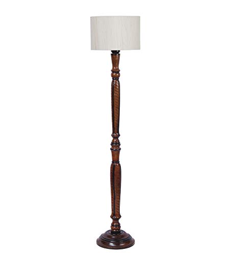 Image of Devansh Off-White Cotton Wooden Floor Lamps