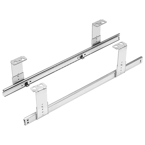 FIX&EASY Up&Down XL-Guías Correderas Portateclados, Rieles altura regulable 500mm galvanizado con Bloqueo para extraíble Bandeja Teclado Ratón Mouse Laptop Portátil Estante PC Escritorio Mesa