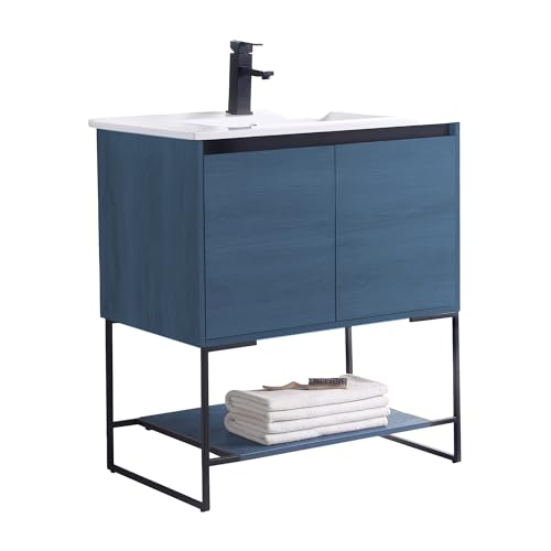 Fine Fixtures 30 Inch Bathroom Vanity with Sink - Modern Knob Free Design, Elegant Space-Saving Solution for Your Bathroom - Durable, Bathroom Vanities for a Contemporary Look - Urbania Collection