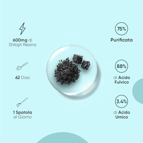 Shilajit Puro Himalayano 50g, 88% di Acido Fulvico, Acido Umico e 85 Minerali, Shilajit Resina con Spatola, Ashwagandha, Curcuma, Musli, Shilajit Himalayano Puro 800mg, Sistema Immunitario, Energia - 3
