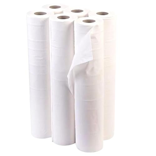 6 x Paper Roll 20 40M White Hygiene Beauty Salon Massage Couch Table Bed Cover (White)