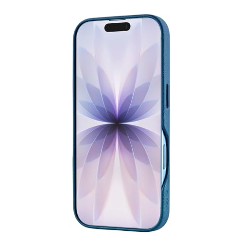 Image of TEKNE Dual-Tone Vegan Leather Case for iPhone 17 | MagSafe Compatible | 2m Drop Protection | Slim & Scratch Resistant | Raised Camera Protection Back Cover - Blue