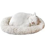 ornamento a forma di gatto addormentato, in pelliccia artificiale che respira e dorme, con tappetino bianco, decorazione per gatti in peluche, accessorio per animali domestici, regalo di compleanno