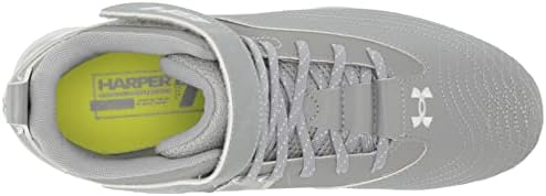 Under Armour Men's Harper 7 Mid Rubber Molded Cleat Shoe, (101) Baseball Gray/Baseball Gray/White, 11 | Image 4