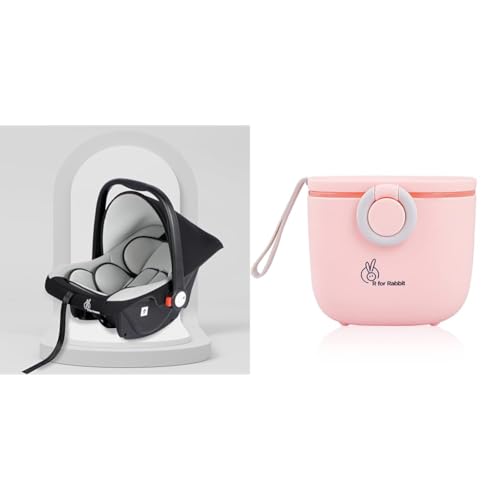 Image of R for Rabbit's Picaboo - Infant Car Seat Cum Carry Cot (Black Grey) & R for Rabbit First Feed Box for Baby, Kids Milk Powder Box Multi-Functional Meal Box 210g Pink