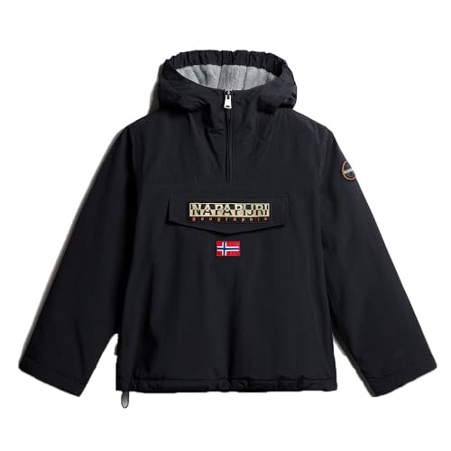 Questa giacca resistente alle intemperie presenta un design a mezza zip con un pratico cappuccio e una tasca a marsupio per bambini e ragazzi che sono avventurieri all'aria aperta sfidando gli elementi atmosferici