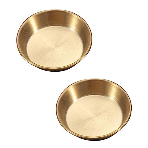 NAMOARLY 2pcs Dish Soy Sauce Bowls Dipping Bowl Sauce Container Ramekins Cup Mini Condiments Seasoning Small Serving Bowls Ramekins Sauce Cups Small Condiment Bowls Stainless Steel Golden