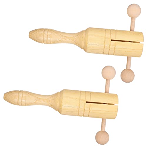 ERINGOGO 2Pcs Wooden Bell for Portable Handbell Musical Instruments for Early Education Rattles for Rhythm and Sound Perception for Parties and Performance