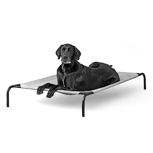 Coolaroo Original Elevated Dog Bed - Breathable Off-The-Ground Pet Bed with Cooling Fabric, Joint Relief & Moisture-Resistant Fabric, 100% Recyclable, Easy Clean, Gray, Extra Large