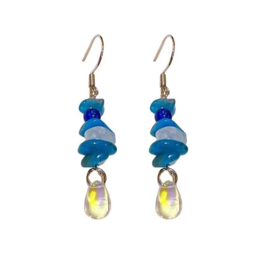 Pendientes de borla de lujo con piedra fresca y gotas iridiscentes estilo bosque elegante 1