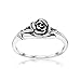 Hoops & Loops Sterling Silver Oxidized Flower Rose Ring