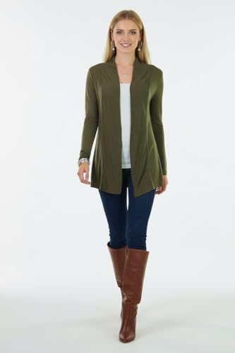 Image of ToBeInStyle Womens Open Front Long Sleeve Lightweight Asymmetrical Draped Cardigan with Side Pockets