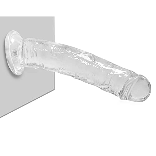 Realistischer Dildo,21.5cm Jelly Dildo Transparent mit Starke Saugnapf, Sexspielzeug für Frauen