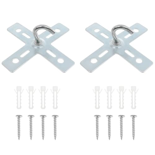 FINBe 2pcs Ceiling Hook kit Cross Ceiling Fan Hook Metal Hanging Plate Fastener Equipped with Installation Screws Suitable for Ceiling Fans or Suspended Lamps