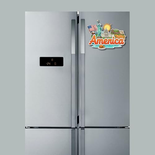 Image of Premium Laser Cut MDF Fridge Magnet for Home Decor, Vibrant Layered Travel Artwork Souvenir Gift with Strong Magnetic Hold, Refrigerator Decoration for Kitchen & Office - America (USA)