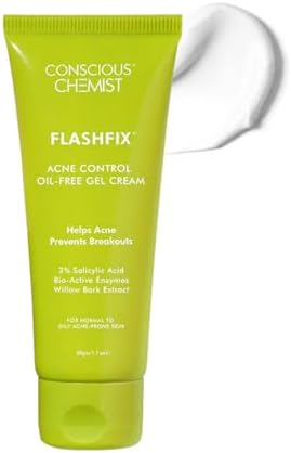 Conscious Chemist® 2% Salicylic Acid Cream | 50g | Acne Spot Corrector | Moisturizer for Oily Acne Prone Skin, Face Cream for Men & Women, Overnight Acne & Oil Control, Itchiness & Redness, Non greasy Gel Cream - Flashfix