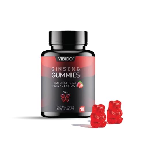 VIBIDO 500mg Gummy | Extra Strength Gummies Stamina Endurance Booster Supplement | 10 Ginseng Gummy