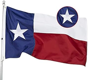 Texas Flag 5x8 Feet - Embroidered Star Sewn Stripes Outdoor Heavy Duty 210D Oxford Nylon Flags Vivid Color - Canvas Header Brass Grommets and 4 Stitch Hemming USA Flag