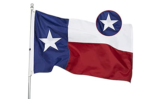 Homissor Texas Flag 2x3 Feet - Embroidered Star Sewn Stripes Outdoor Heavy Duty 210D Oxford Nylon Flags Vivid Color - Canvas Header Brass Grommets and 4 Stitch Hemming USA Flag