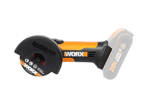 Worx 20V Mini Cutter WX801.9 (Bare Tool) Cordless Angle Grinder, Tool-Less Adjustment, 76mm Disc Size, 3 Cutting Disks, 1 Grinding Disc, PowerShare 2 Worx 20V Mini Cutter WX801.9 (Bare Tool) Cordless Angle Grinder, Tool-Less Adjustment, 76mm Disc Size, 3 Cutting Disks, 1 Grinding Disc, PowerShare - Image 2