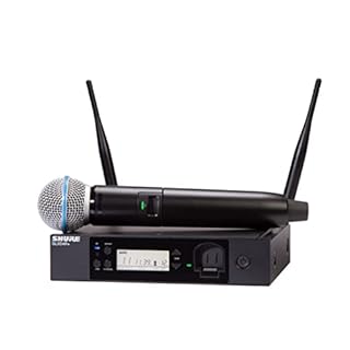 Shure GLXD24R+/B58 Microfono wireless professionale per chiesa, karaoke e voci con batteria 12 ore e raggio 30m, Incluso microfono vocale BETA 58A e ricevitore a rack singolo canale