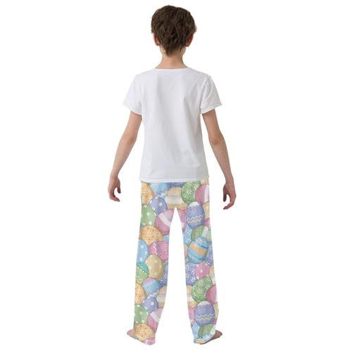 ZZXXB Colorful Eggs Pattern Boys Long Pants Soft Trousers Elastic Waist Kids Lounge Bottoms with Pockets S-XL3