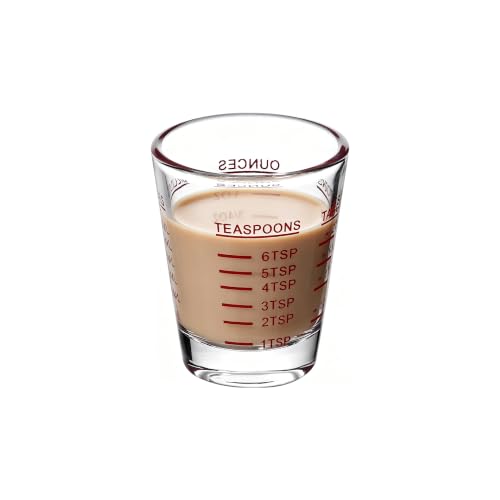 Vaso medidor de vidrio 30ml con marcas rojas miniatura 1